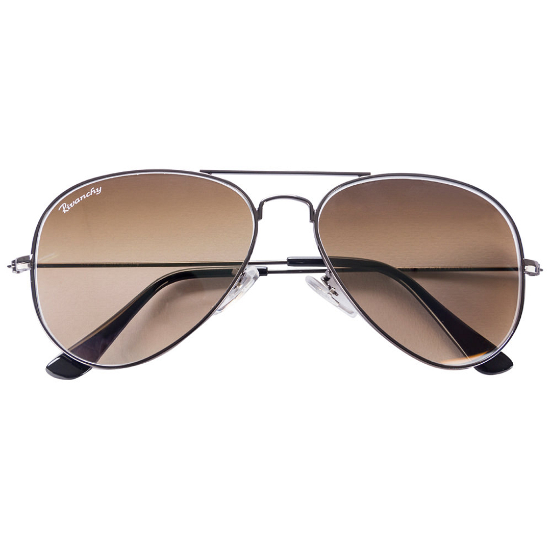 BRANDED Mid Gunmetal Full Rim Aviator left side