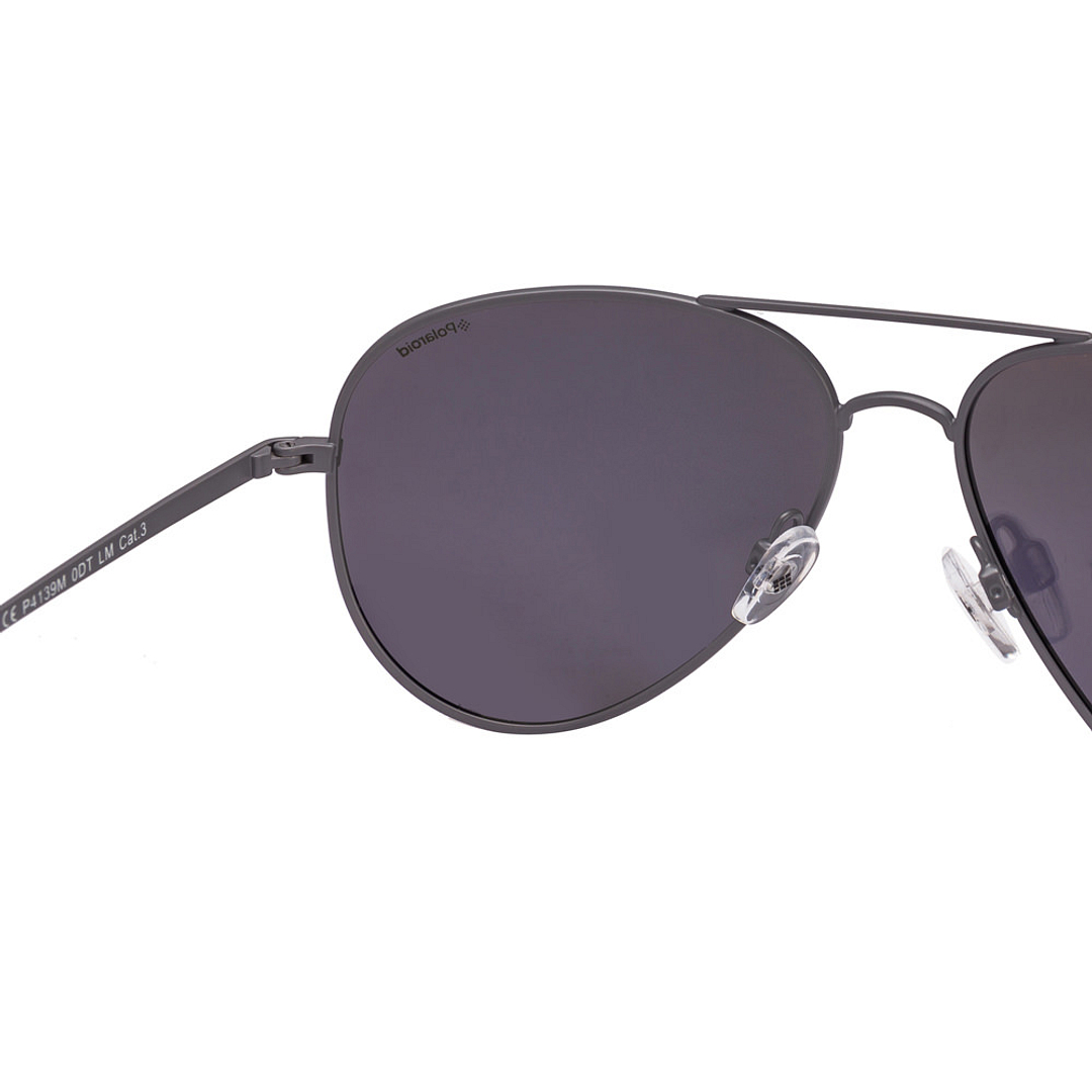 Polaroid Light Grey Full Rim Aviator left side