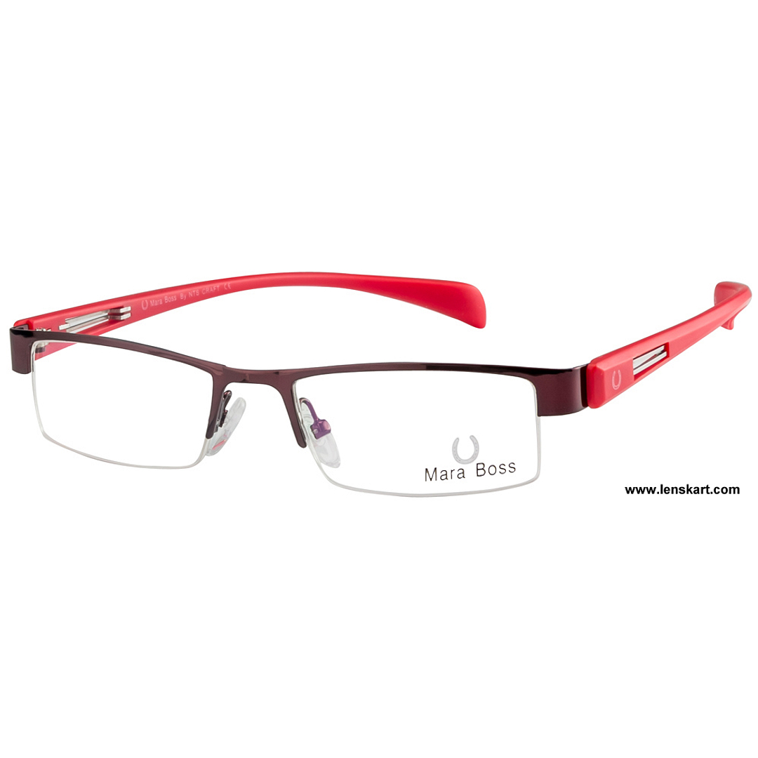 Mara Boss Red Half Rim Rectangle left side