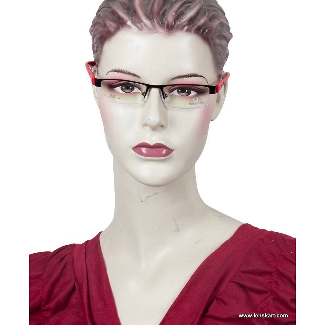 Mara Boss Red Half Rim Rectangle left side