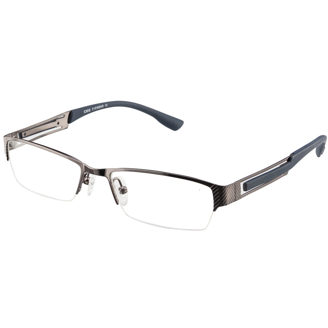 BRANDED Mid Gunmetal Half Rim Rectangle right side