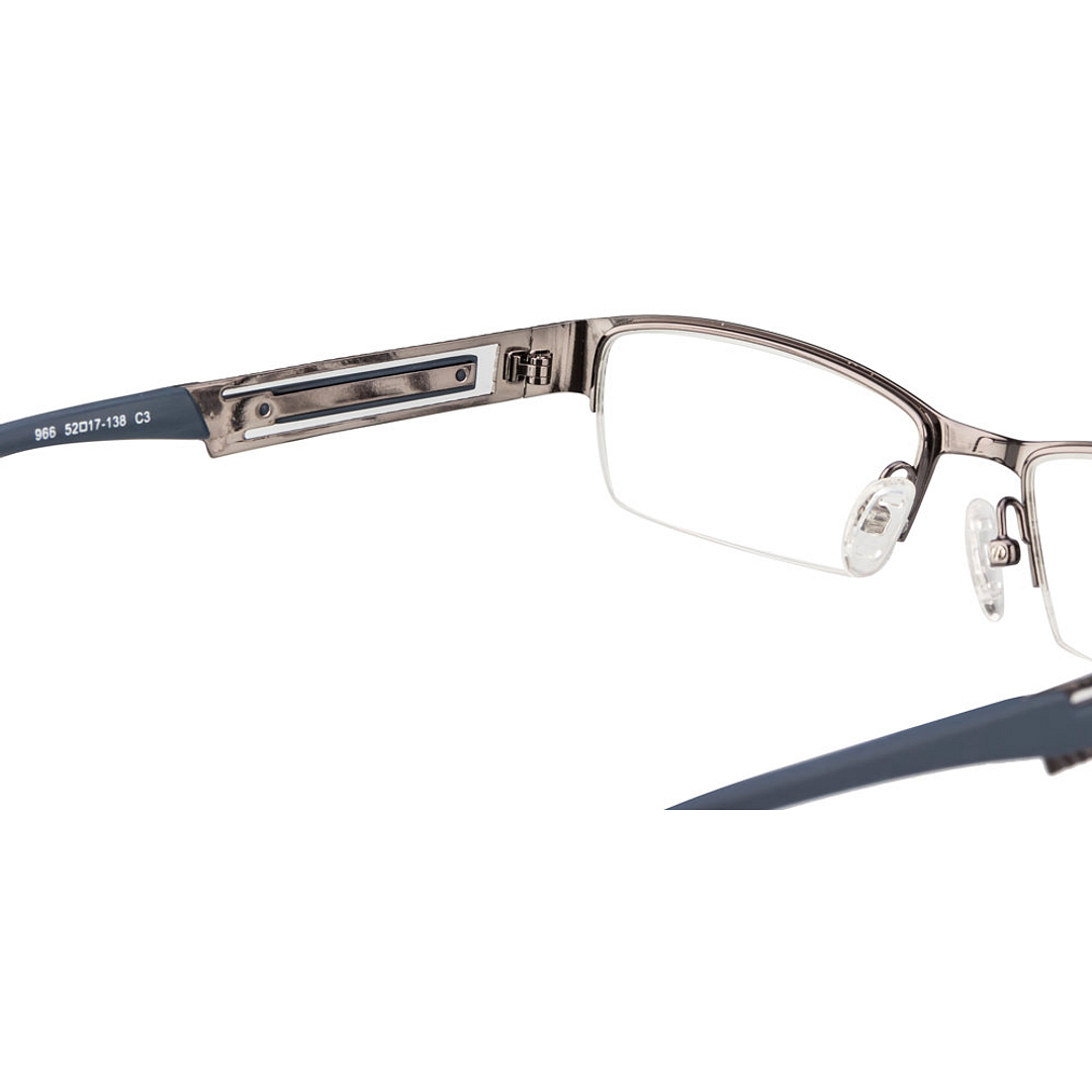 BRANDED Mid Gunmetal Half Rim Rectangle left side