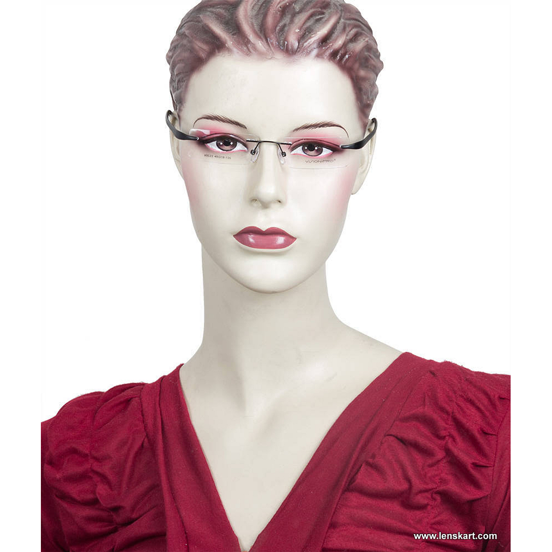 Vision Pro Black Rimless Rectangle left side