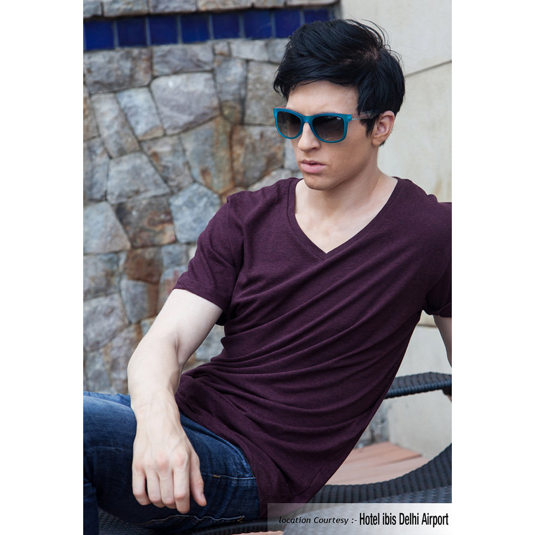 BRANDED Sky Blue Full Rim Square left side