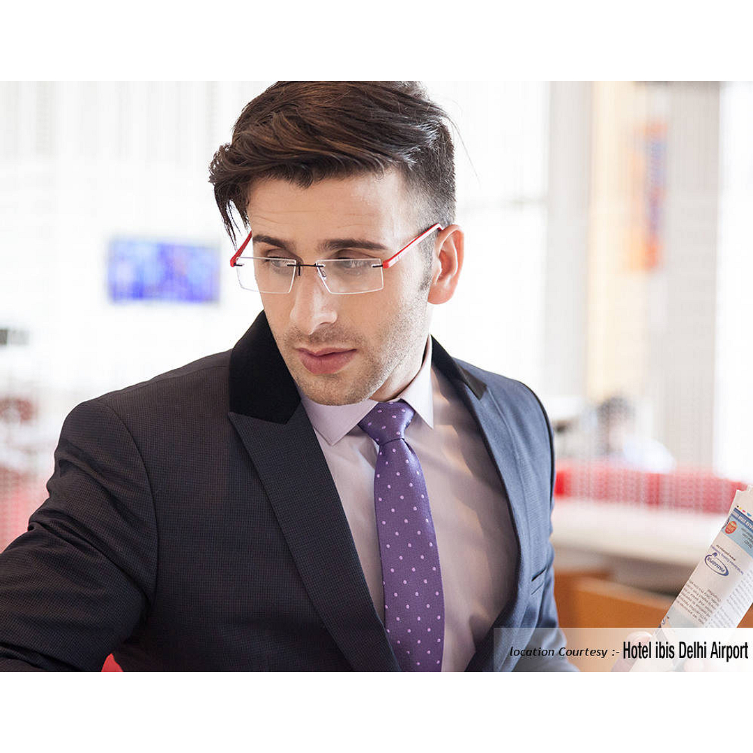 Lenskart Air Online Red Rimless Rectangle right side