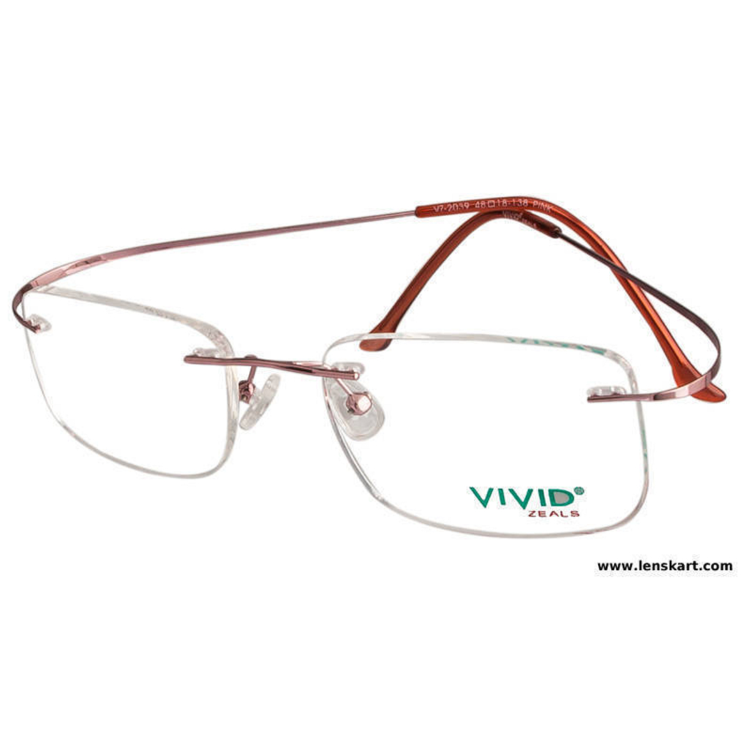 BRANDED Pink Rimless Rectangle left side