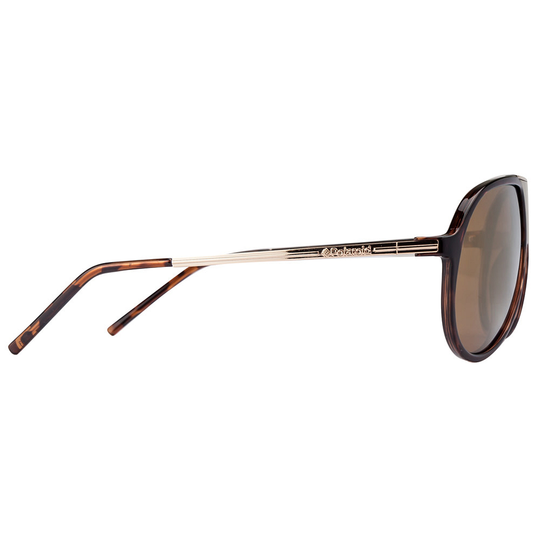 Polaroid Light Brown Full Rim Aviator left side
