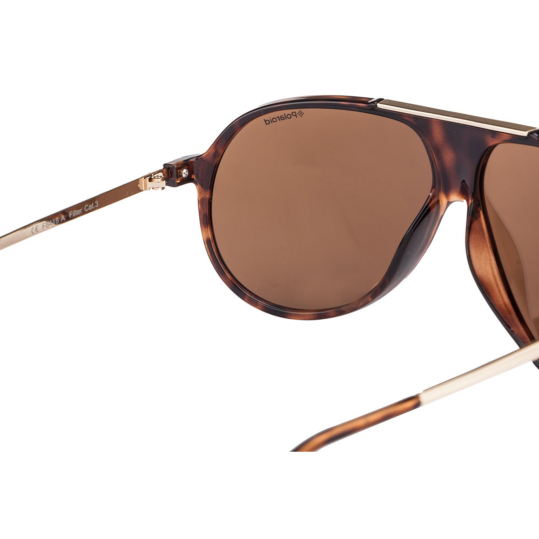Polaroid Light Brown Full Rim Aviator left side