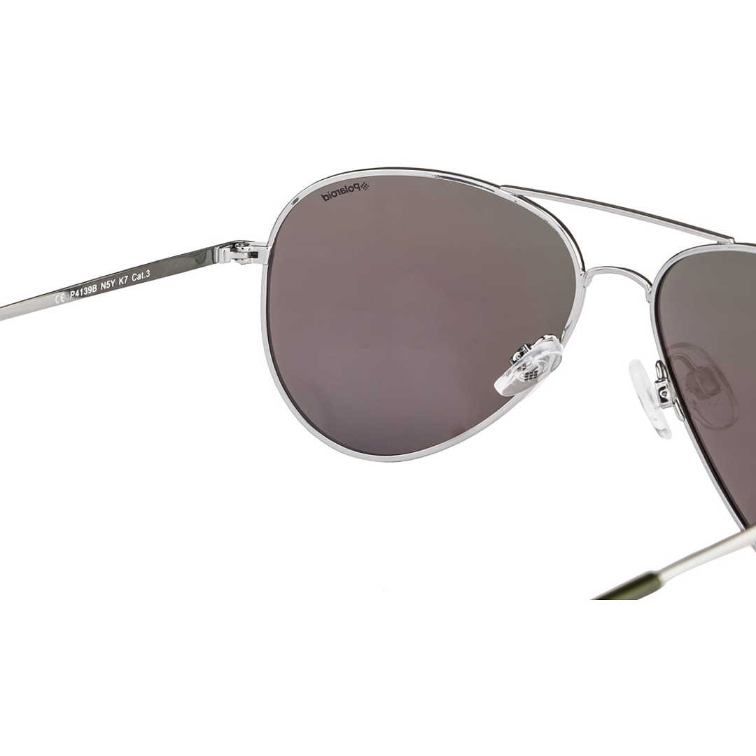 Polaroid Silver Full Rim Aviator left side
