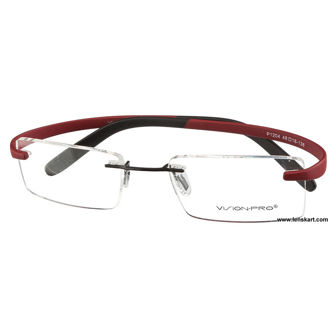Vision Pro Red Rimless Rectangle left side