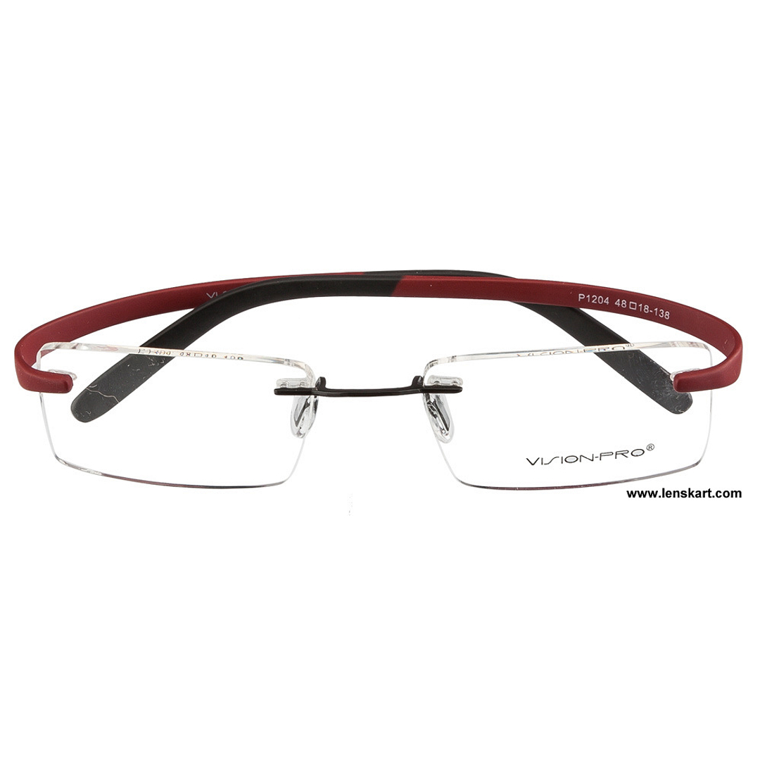 Vision Pro Red Rimless Rectangle right side