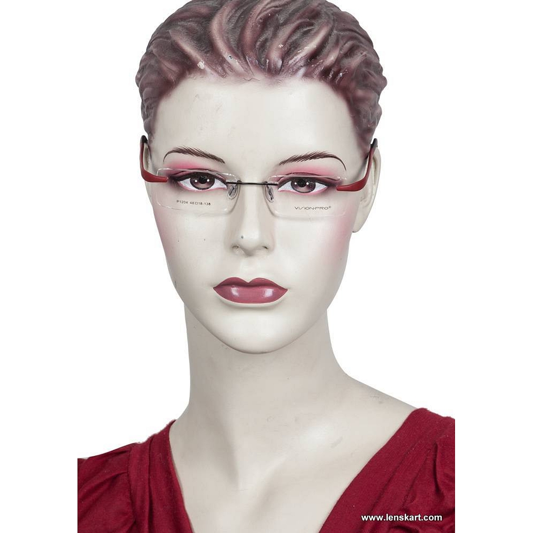 Vision Pro Red Rimless Rectangle left side