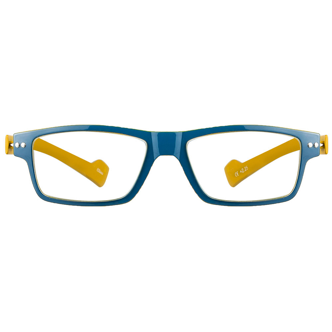 BRANDED Blue Yellow Full Rim Square 1-2-C 987 Reading    Only For  5 Power right side