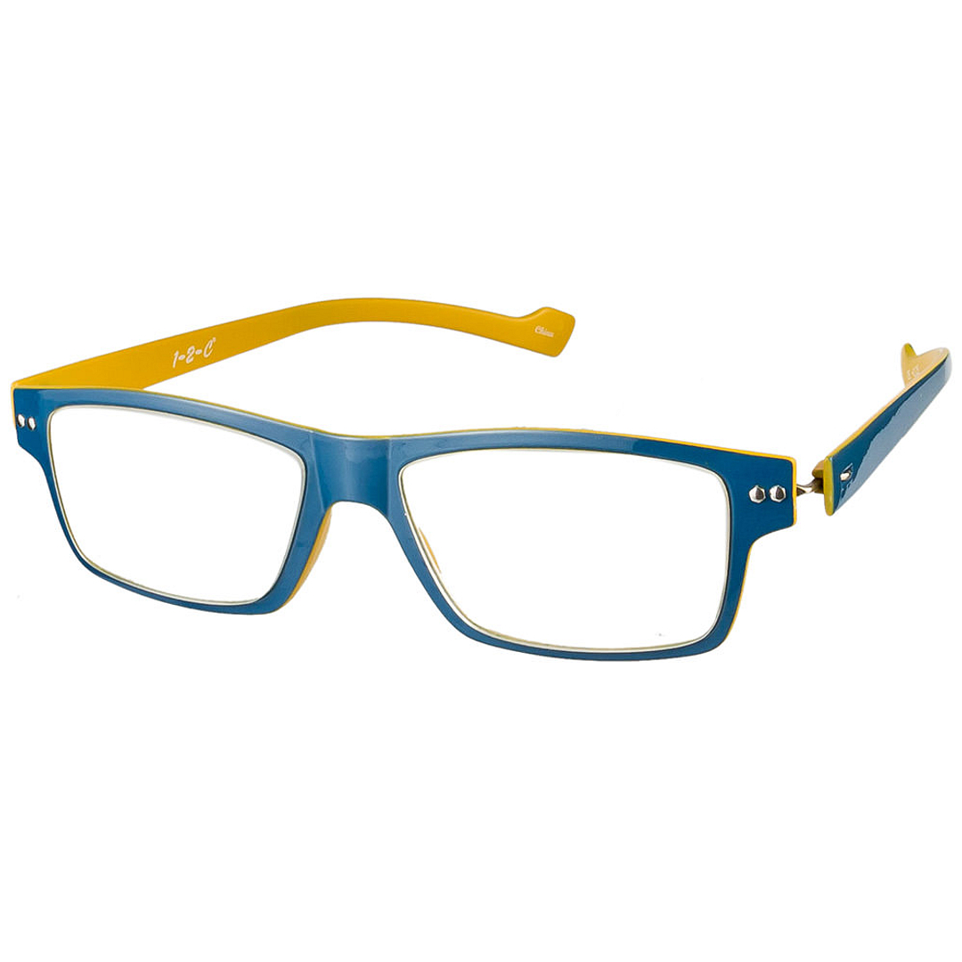 BRANDED Blue Yellow Full Rim Square 1-2-C 987 Reading    Only For  5 Power left side
