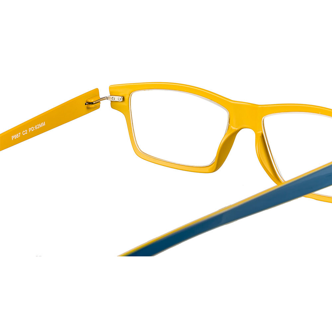 BRANDED Blue Yellow Full Rim Square 1-2-C 987 Reading    Only For  5 Power right side