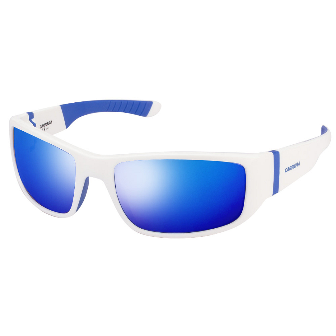 Carrera White Frame Sunglasses with Blue Lenses Carrera Sunglasses Sport mask sunglasses with blue lenses in  main image 4