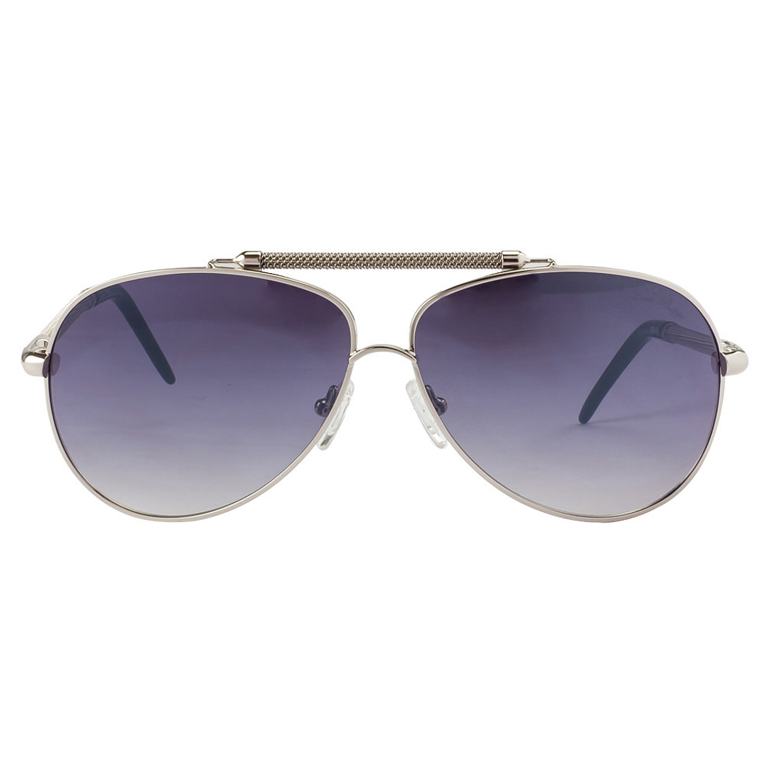 BRANDED Silver Full Rim Aviator left side