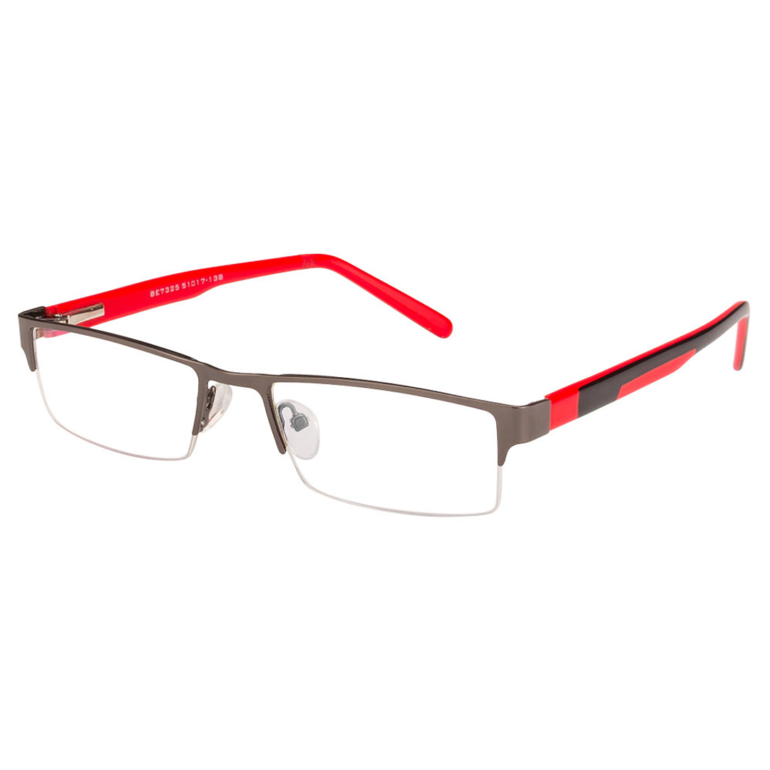 Buy Metal Black Red Half Rim Rectangle Medium Size-51 Vincent