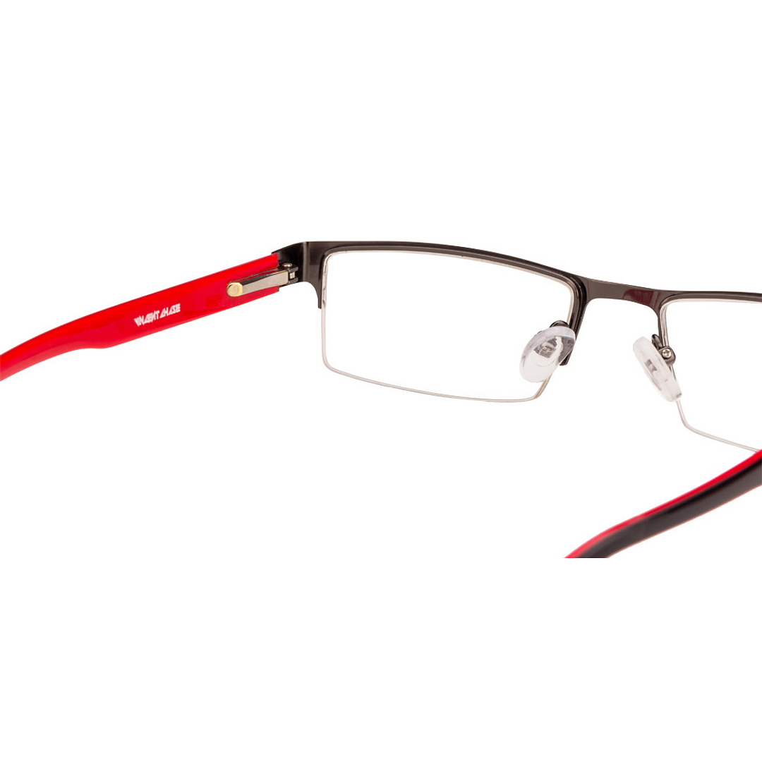 Buy Metal Black Red Half Rim Rectangle Medium Size-51 Vincent