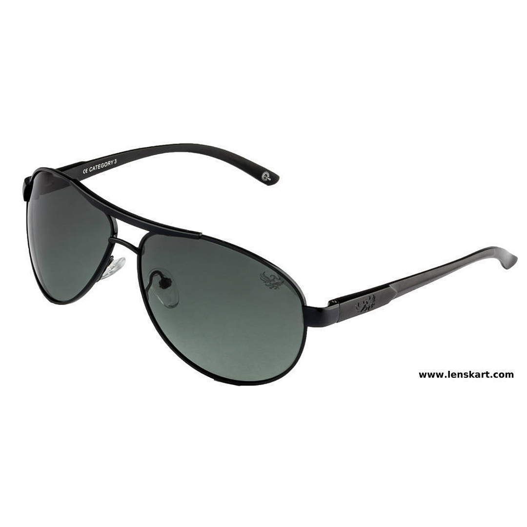 BRANDED Black Full Rim Aviator left side