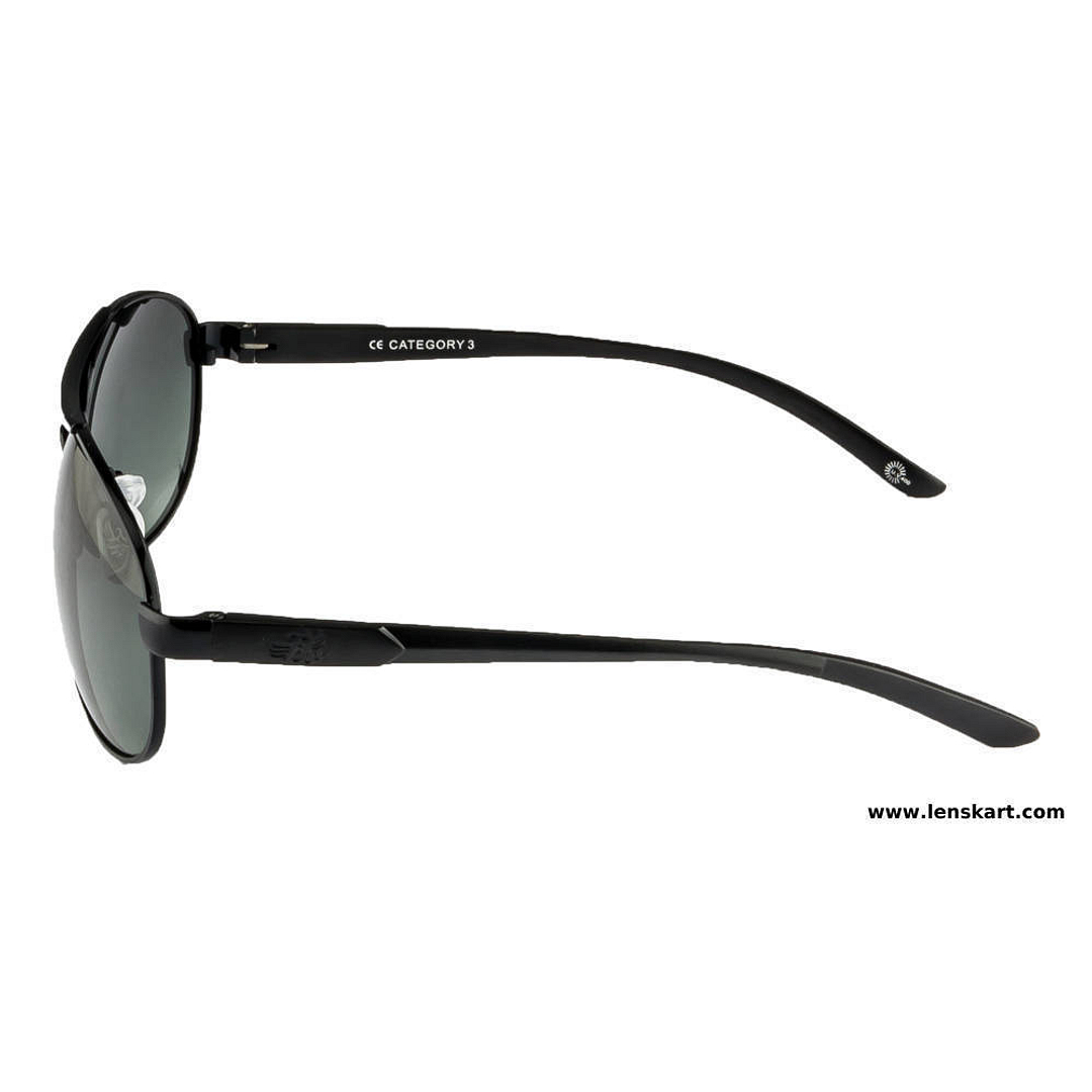 BRANDED Black Full Rim Aviator left side