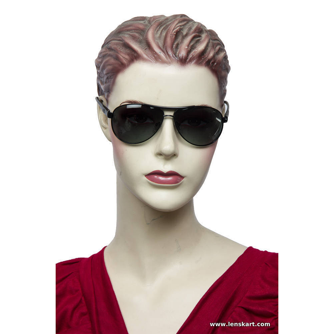 BRANDED Black Full Rim Aviator left side