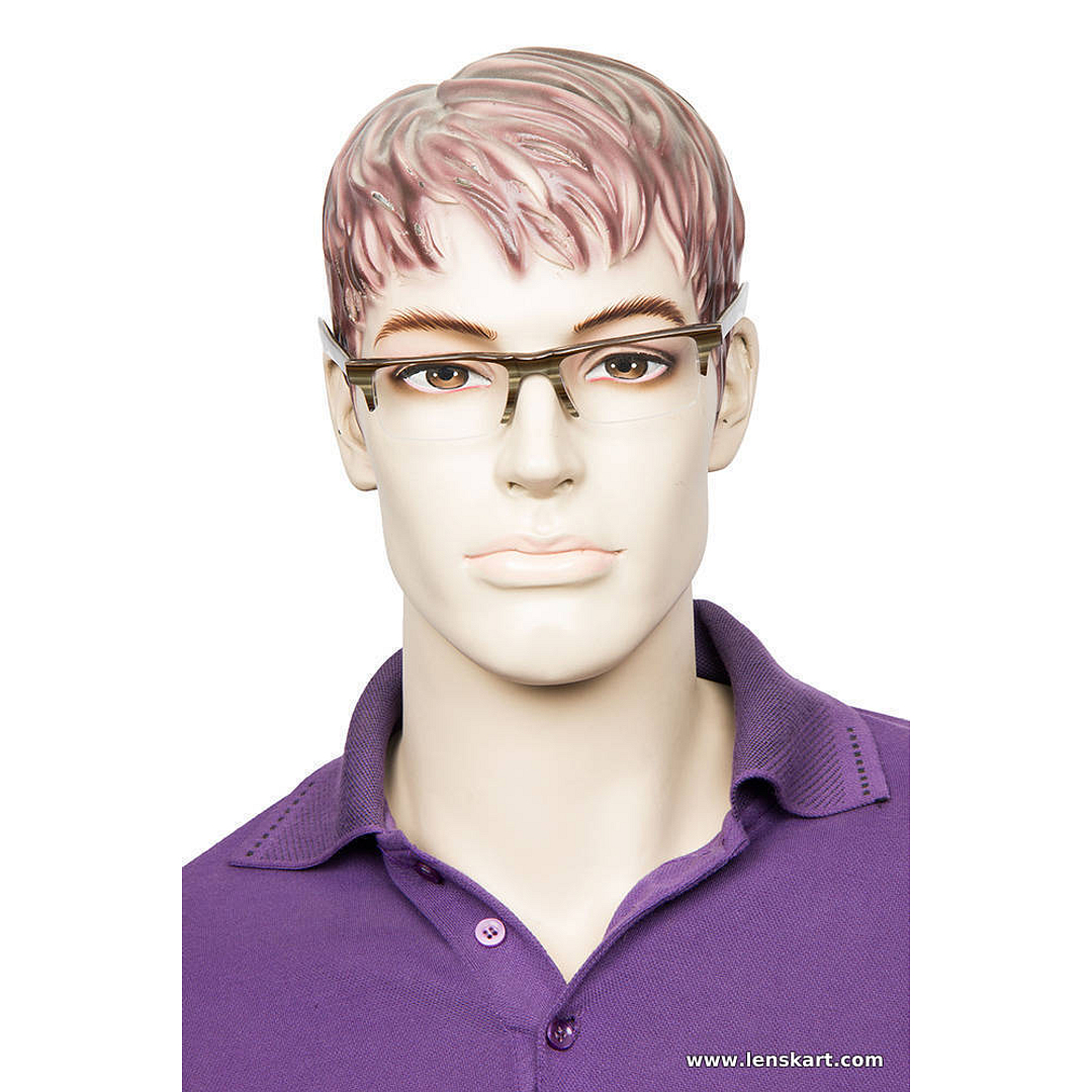 Vincent Chase Online Tan Brown Half Rim Rectangle right side