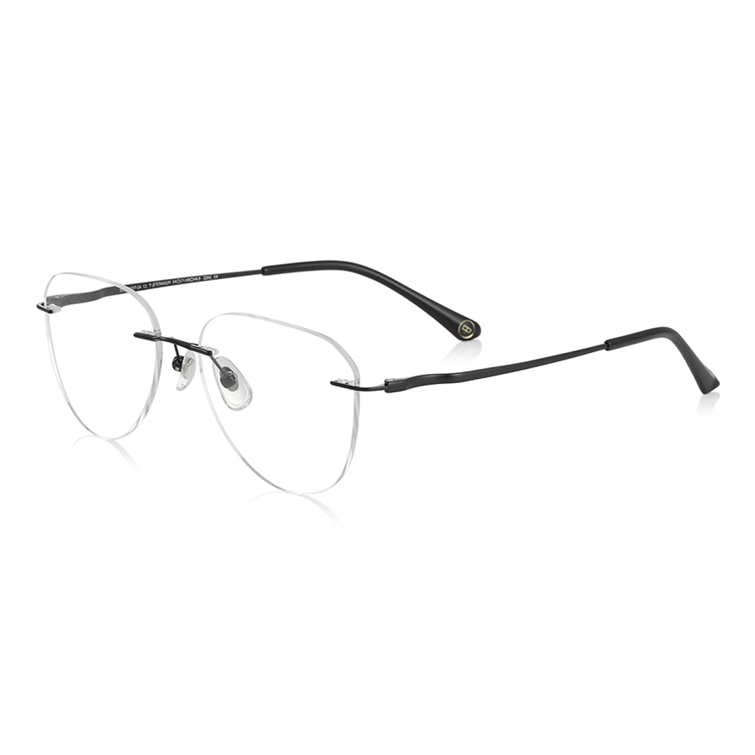 OWNDAYS | AIR Matte Black Rimless Teardrop left side