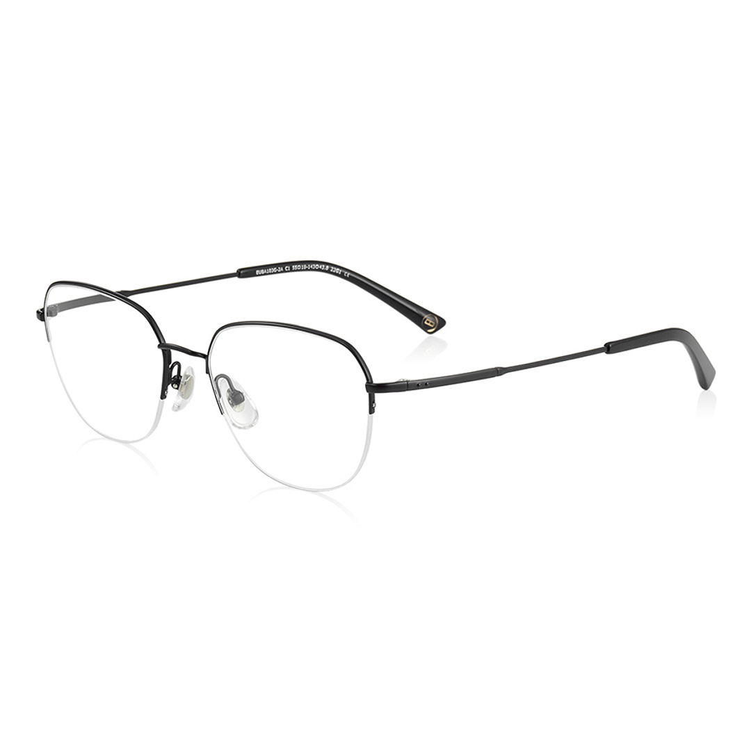 OWNDAYS | ESSENTIAL Black Half Rim Teardrop left side