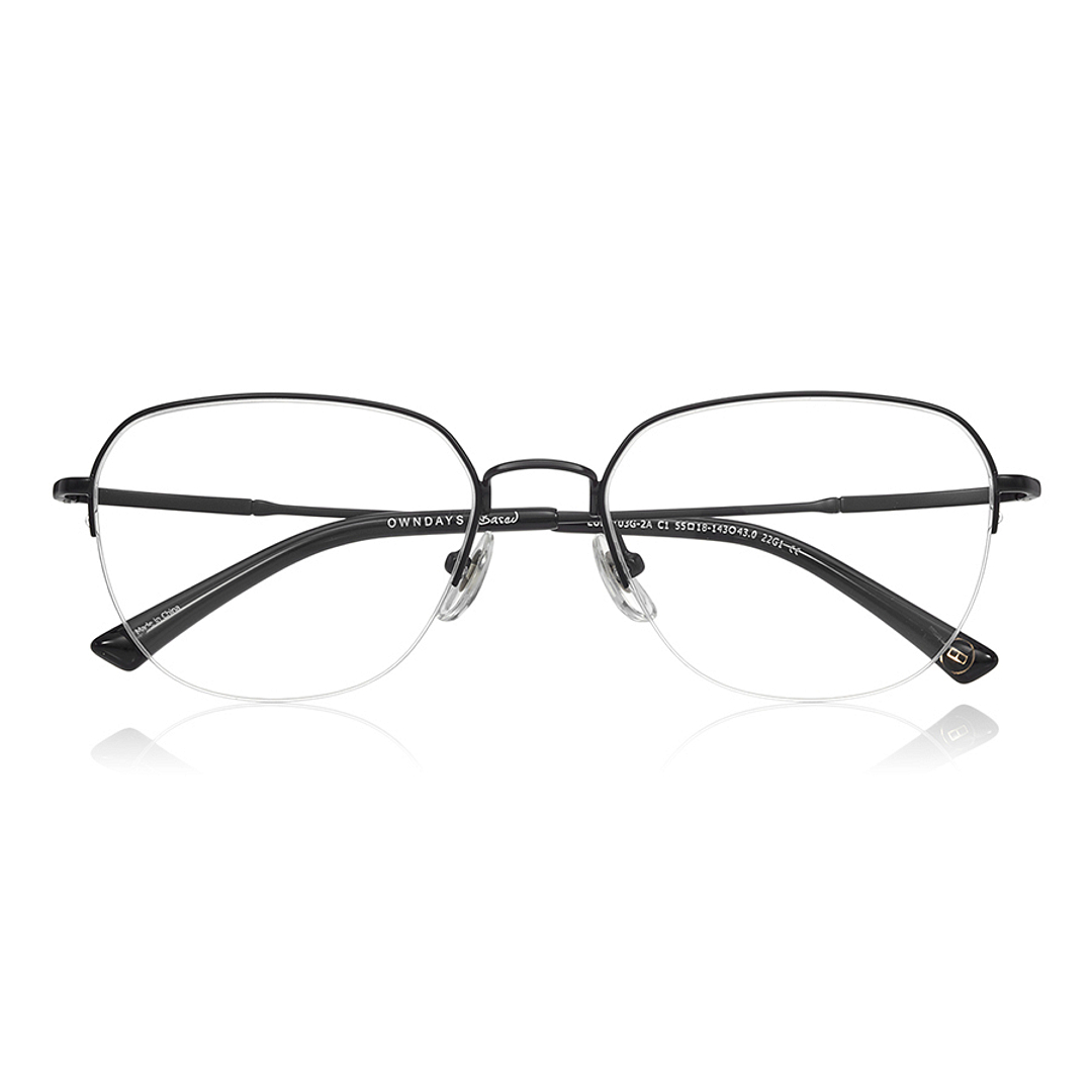 OWNDAYS | ESSENTIAL Black Half Rim Teardrop right side