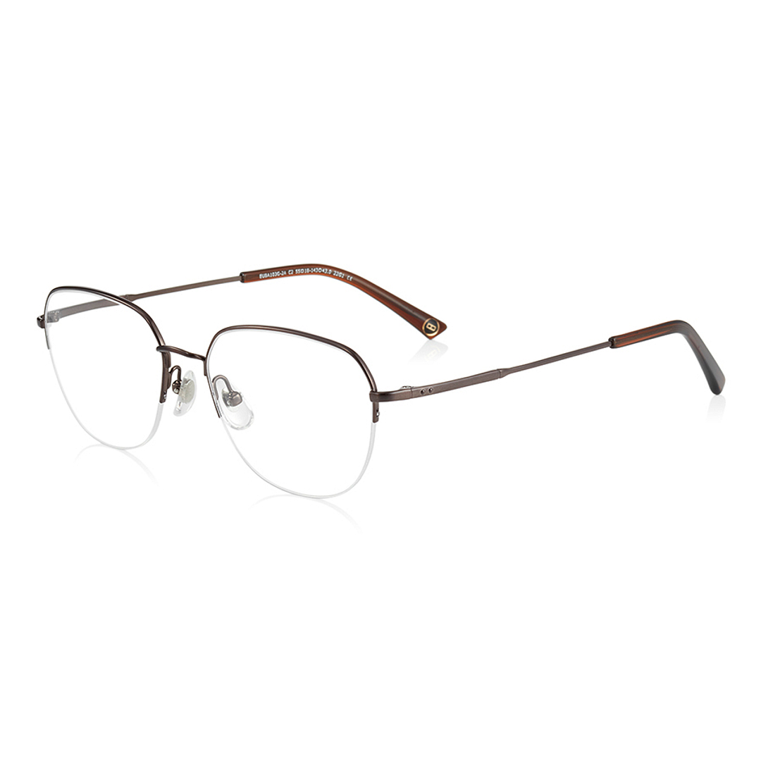 OWNDAYS | ESSENTIAL Dark Brown Half Rim Teardrop left side