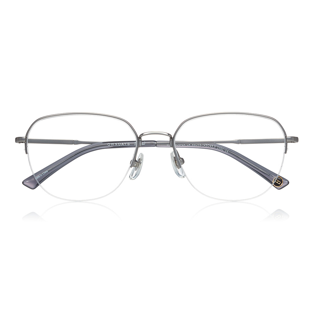 OWNDAYS | ESSENTIAL Silver Half Rim Teardrop right side