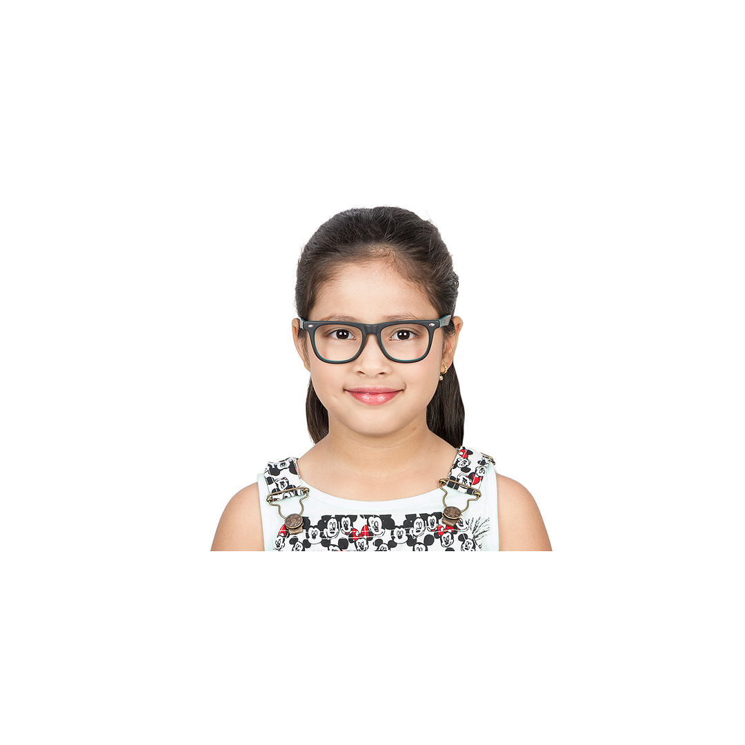 Lenskart Kids Glasses: Lenskart TOI Special: Lenskart TOI Special CB E10377 Matte Black Green C2 Square Shape Kid s  2-5 yrs left side