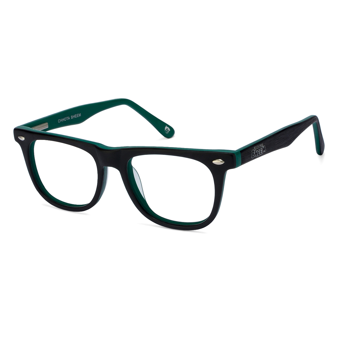 Lenskart Kids Glasses: Lenskart TOI Special: Lenskart TOI Special CB E10377 Matte Black Green C2 Square Shape Kid s  2-5 yrs right side