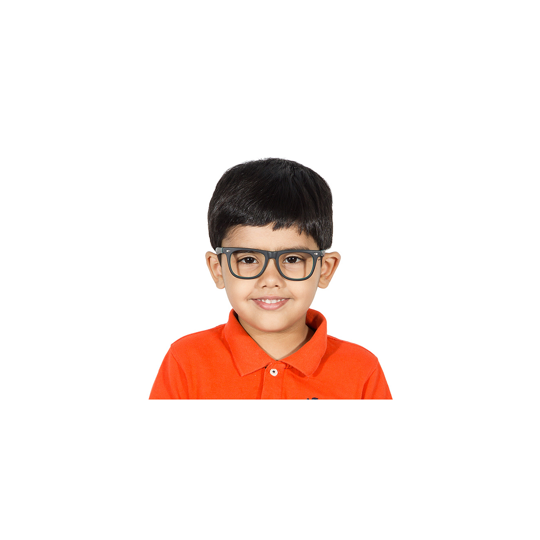 Lenskart Kids Glasses: Lenskart TOI Special: Lenskart TOI Special CB E10377 Matte Black Green C2 Square Shape Kid s  2-5 yrs right side