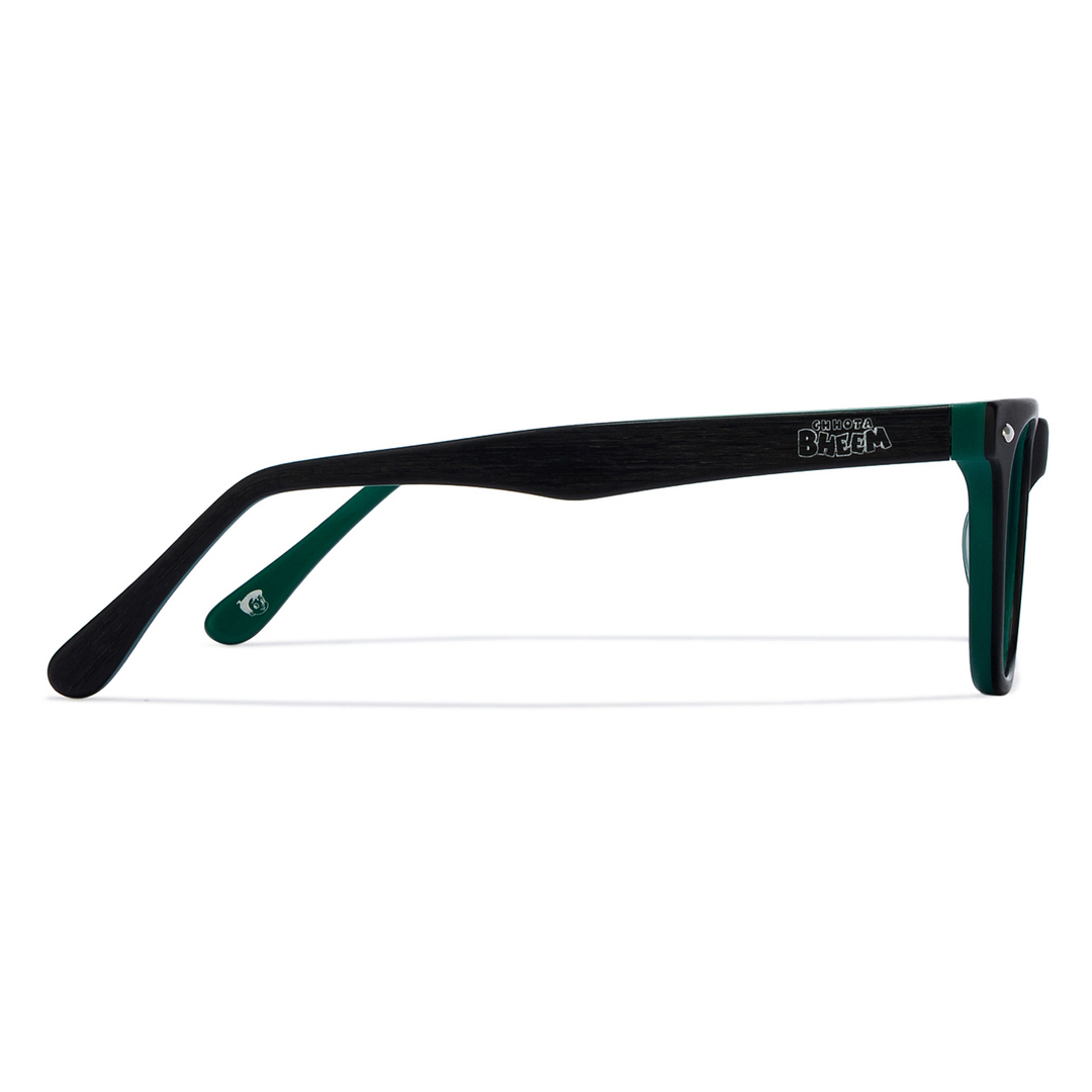 Lenskart Kids Glasses: Lenskart TOI Special: Lenskart TOI Special CB E10377 Matte Black Green C2 Square Shape Kid s  2-5 yrs right side