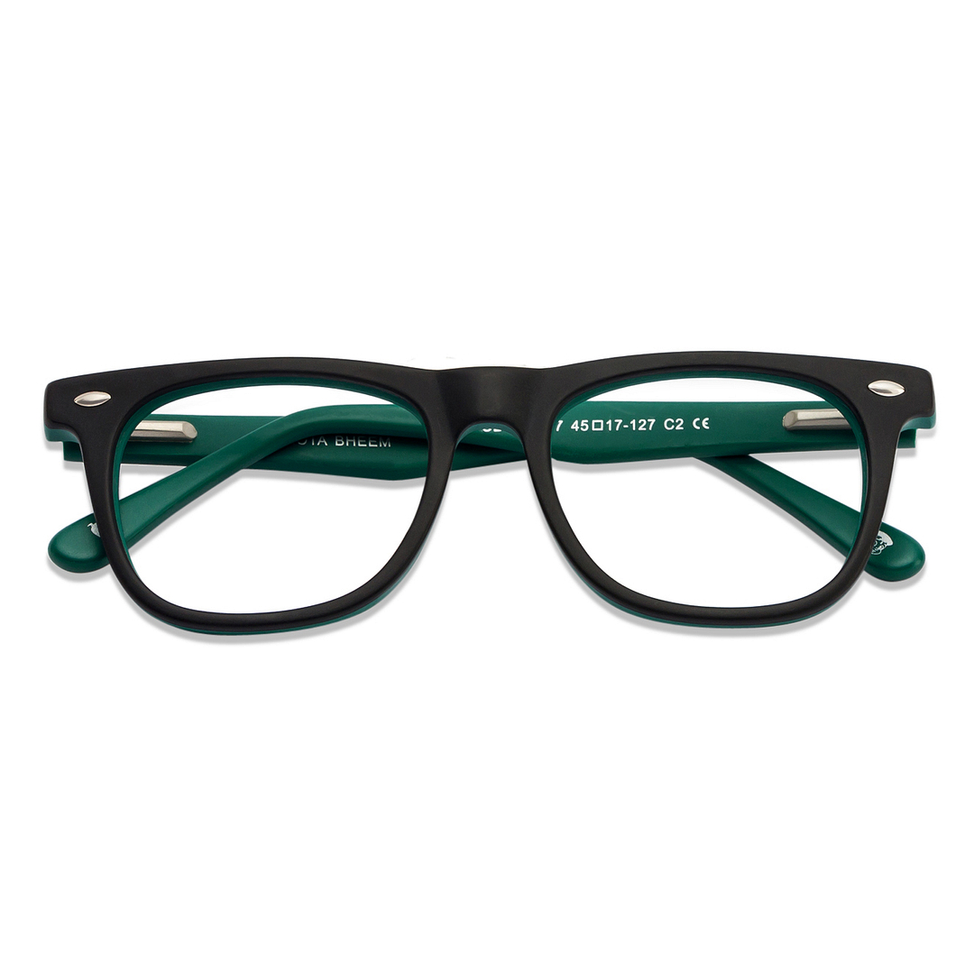 Lenskart Kids Glasses: Lenskart TOI Special: Lenskart TOI Special CB E10377 Matte Black Green C2 Square Shape Kid s  2-5 yrs right side