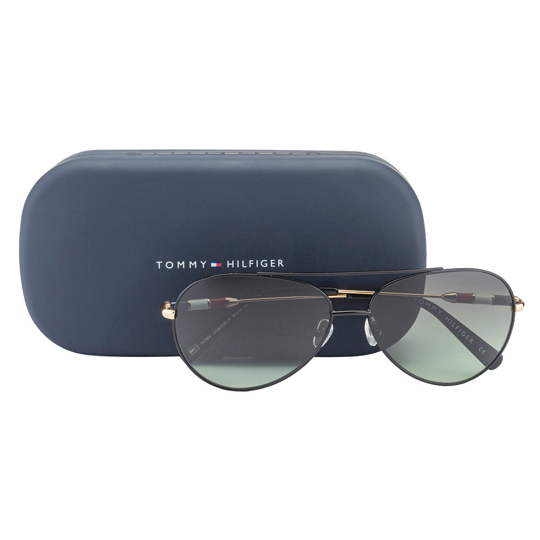 Tommy Hilfiger Black Full Rim Aviator left side