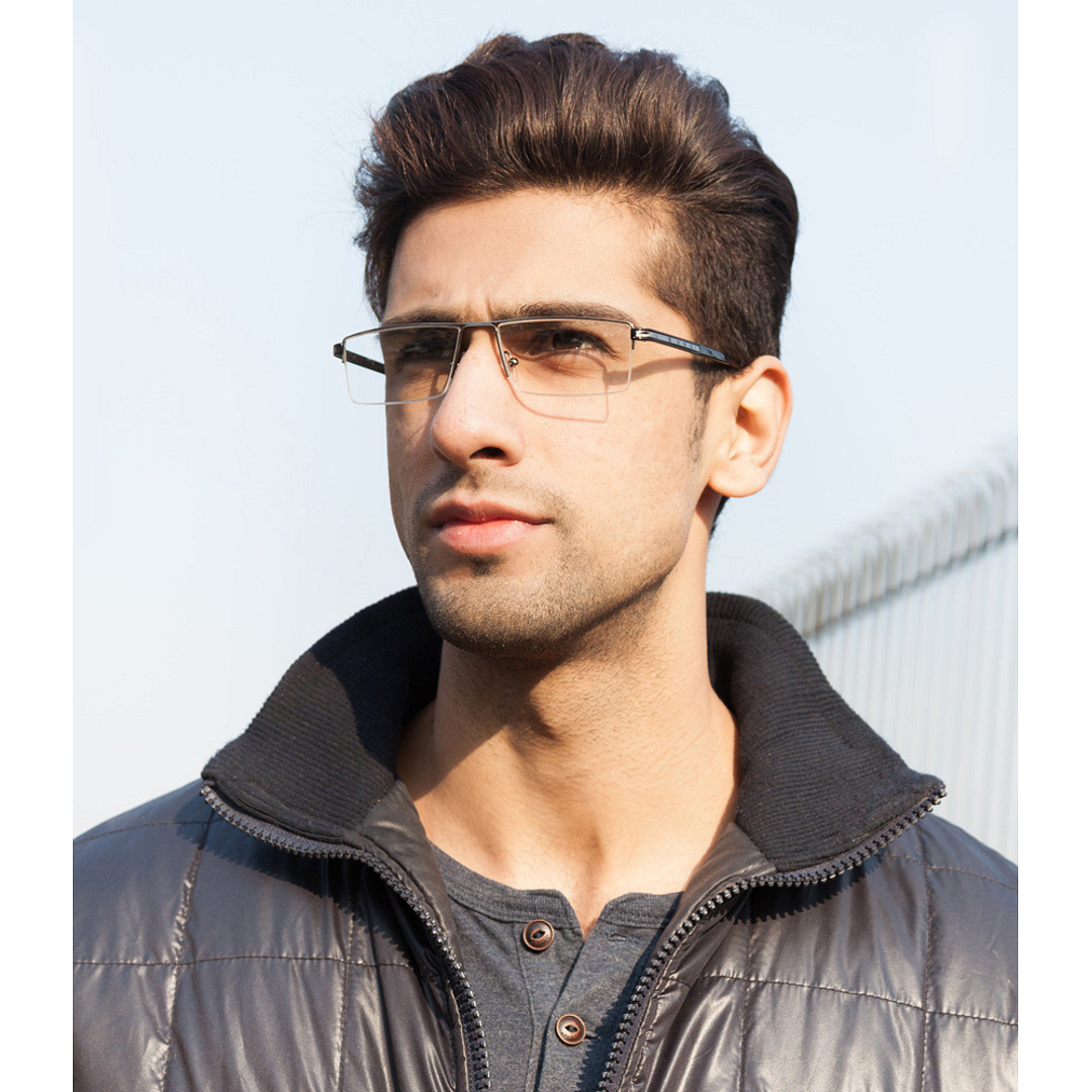 Lenskart Air Online Mid Gunmetal Half Rim Rectangle right side