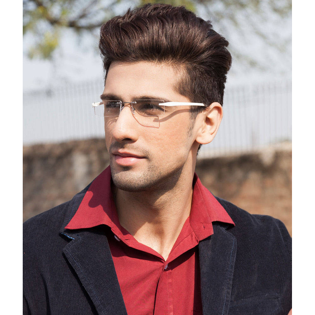 Lenskart Air Online White Rimless Rectangle right side