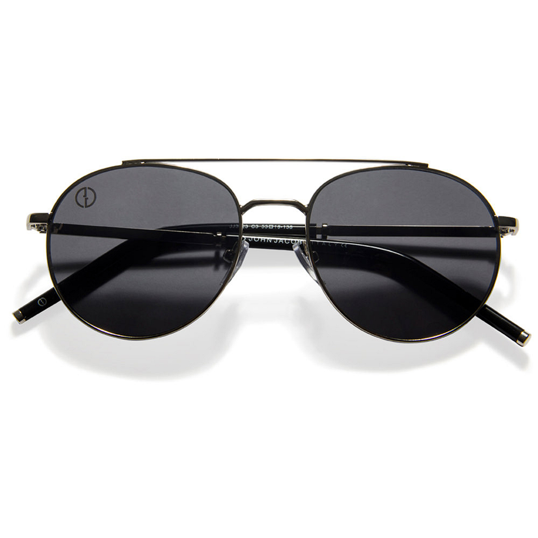 John Jacobs Computer Glasses Silver Full Rim Aviator left side