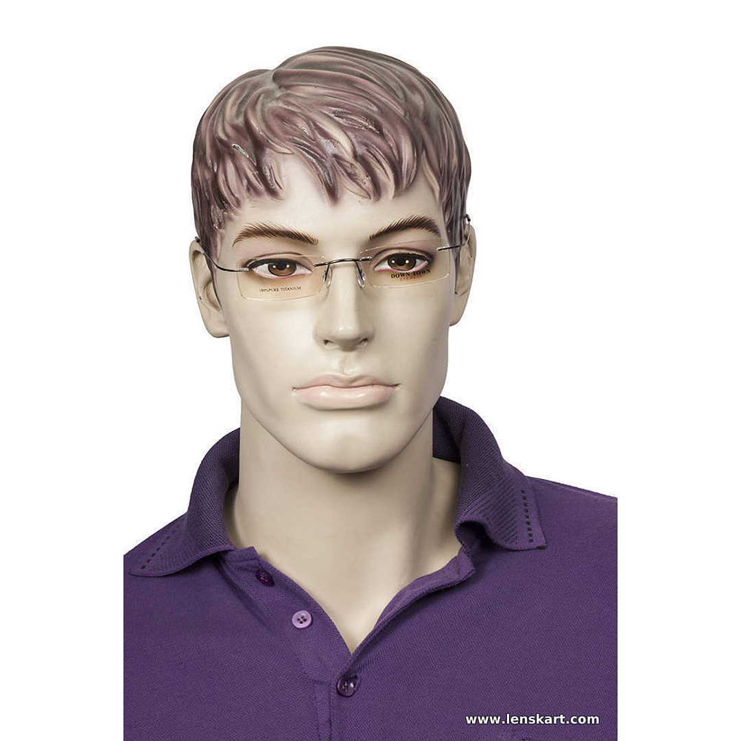 BRANDED Mid Gunmetal Rimless Rectangle right side