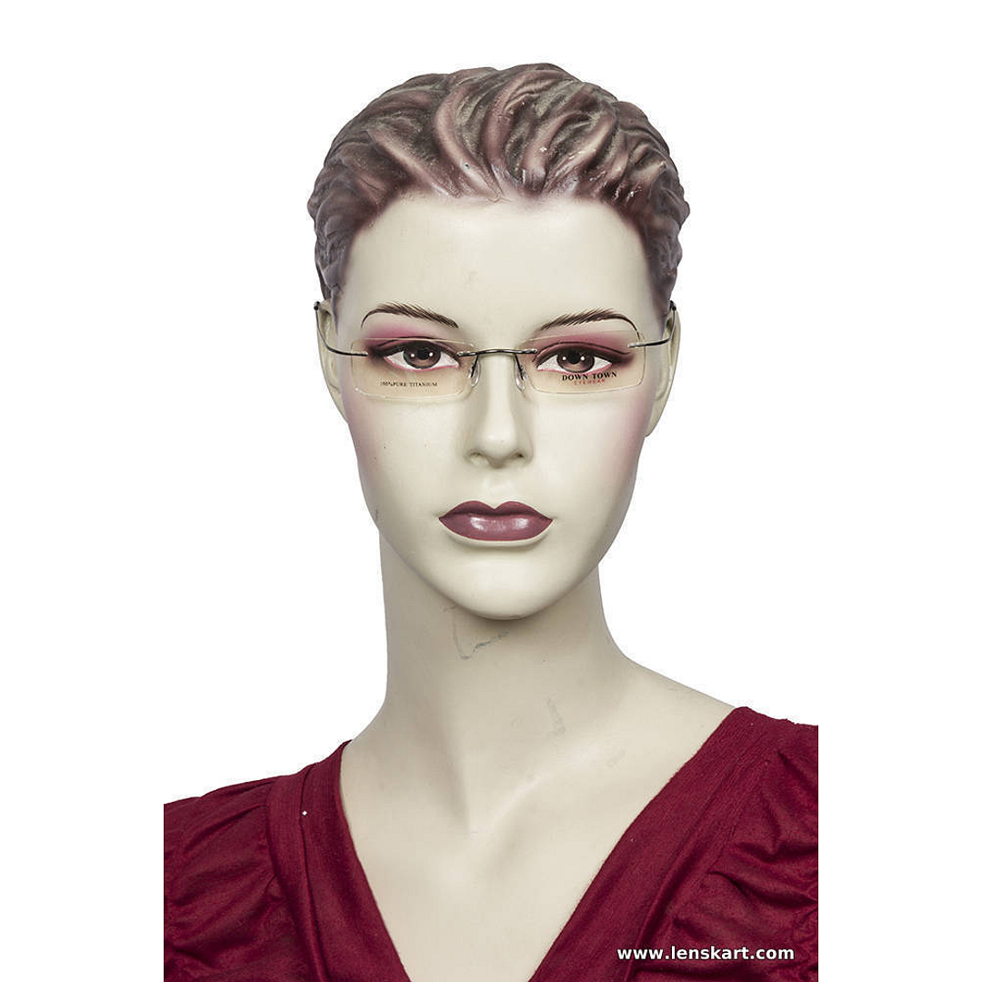 BRANDED Mid Gunmetal Rimless Rectangle left side