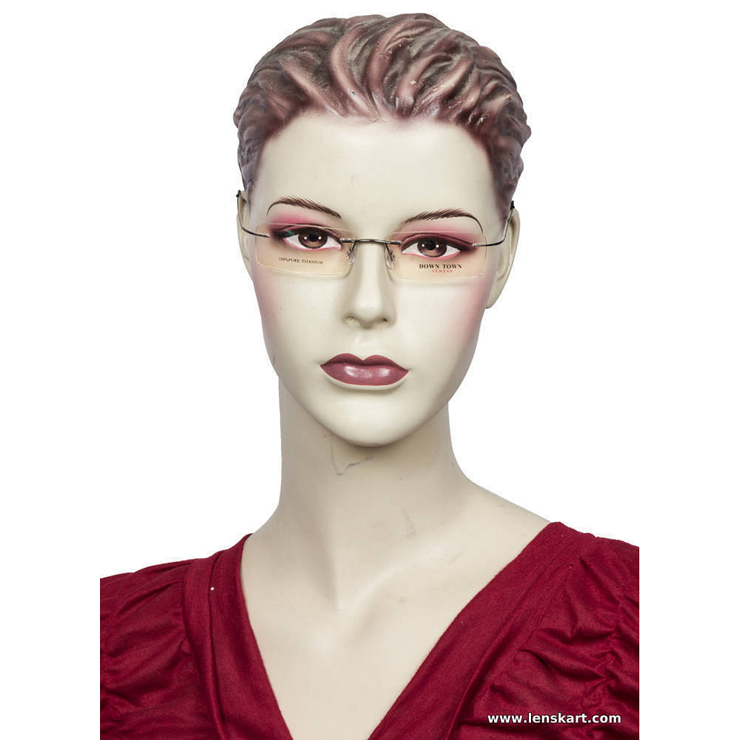 BRANDED Mid Gunmetal Rimless Rectangle left side