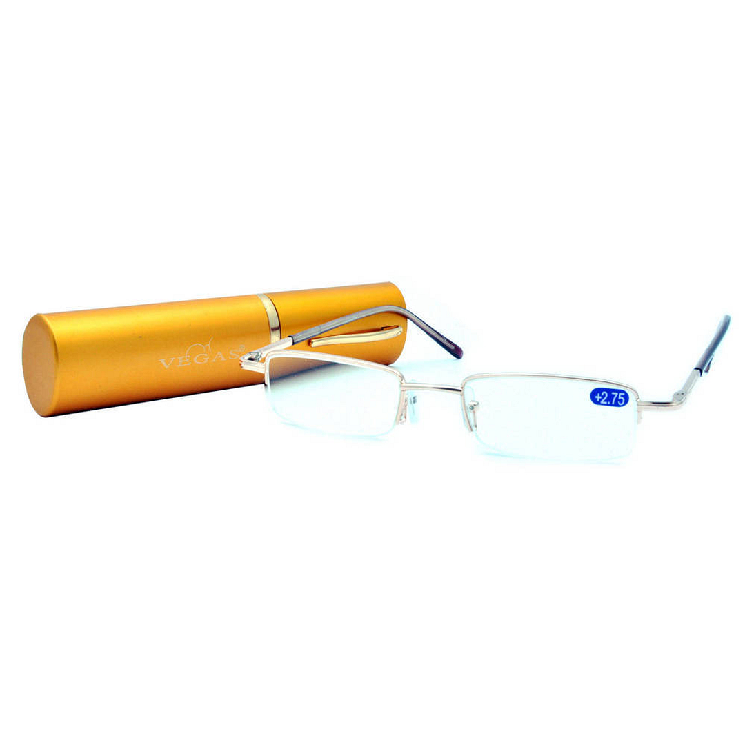 BRANDED Vegas Reading Glasses Gold Half Rim  ONLY FOR PLUS POWER left side