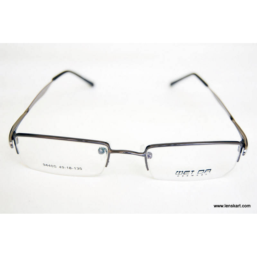 BRANDED Mid Gunmetal Half Rim Rectangle right side