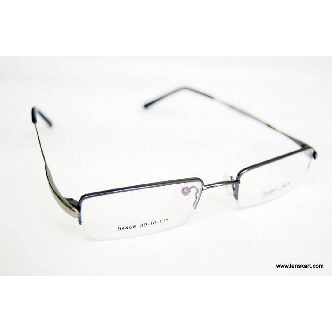 BRANDED Mid Gunmetal Half Rim Rectangle left side