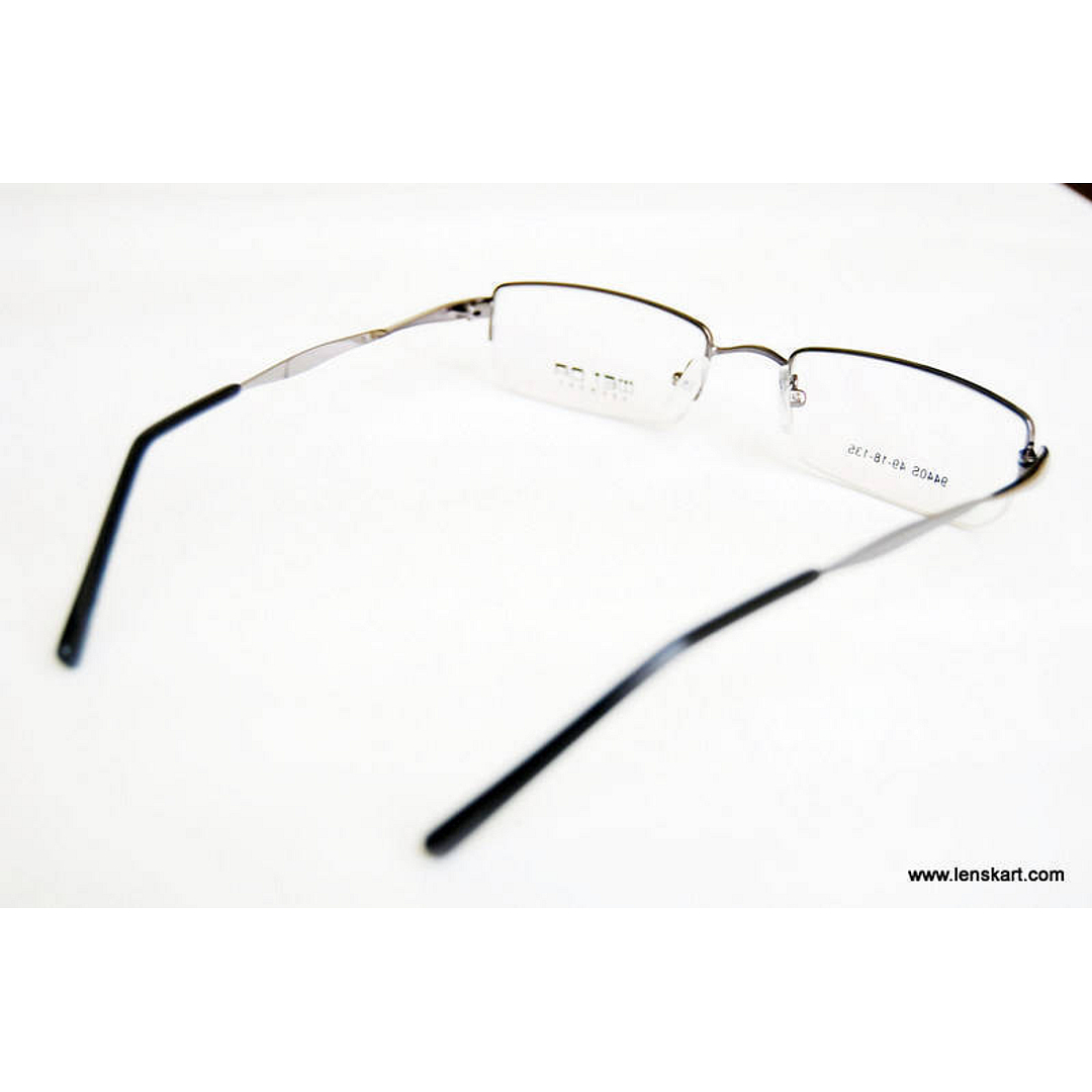 BRANDED Mid Gunmetal Half Rim Rectangle left side