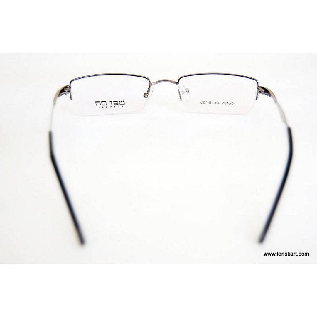 BRANDED Mid Gunmetal Half Rim Rectangle left side