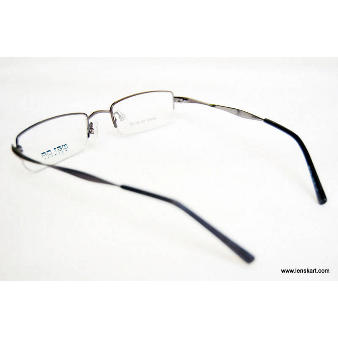 BRANDED Mid Gunmetal Half Rim Rectangle right side